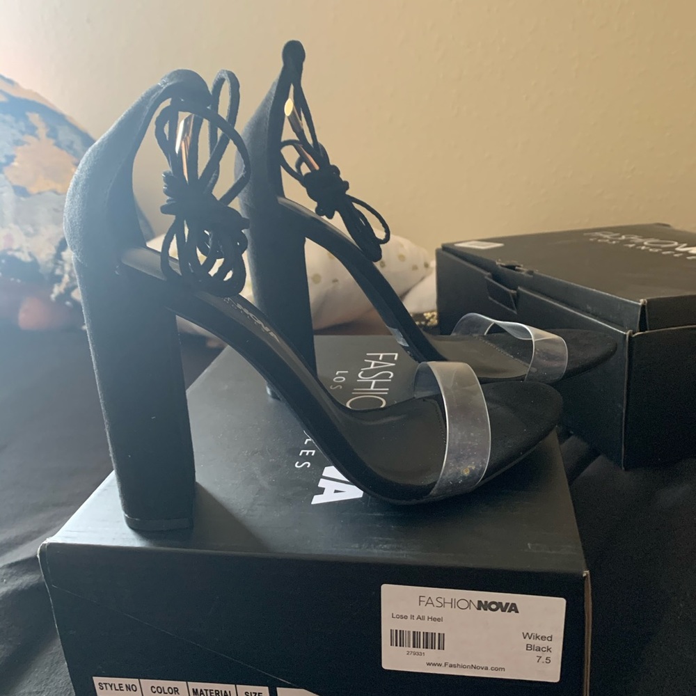 Black lace up heels